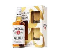 Jim Beam, Kentucky Straight Bourbon Whisky, Confezione con 2 bicchieri