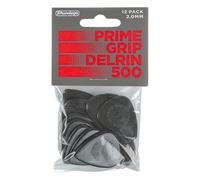 JIM DUNLOP - 450P200 PRIME GRIP DELRIN 500 2.0 MM PLAYER'S PACK/12, Pack Plettri 12 Pezzi, 2.0 mm, Colore Nero