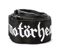 JIM DUNLOP - MH02 Motörhead Logo Jacquard Guitar Strap, Tracolla Gitare Elettriche Acustiche, Tessuto Jacquard Nero, Estremità Vera Pelle, Design Motörhead Rock