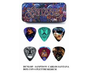 Jim Dunlop SANPT01M Santana Medium Pick Tin Refill BOX IN ALLUMINIO + 6 PLETTRI