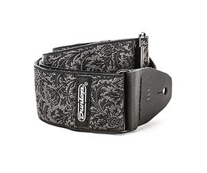 Jim Dunlop - Tracolla per Chitarra Jacquard Black Thistle - Tessuto di Alta Qualità con Terminali in Vera Pelle - Compatibile con Sistema Straplok - Lunghezza Regolabile 94-165 cm (D6714)