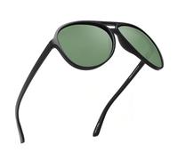 JIM HALO Occhiali da Sole Polarizzati Uomo Donna Occhiali da Guida Oversize in Plastica (Cornice Nera Opaca/Lente Verde Polarizzata)