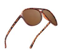 JIM HALO Occhiali da Sole Polarizzati Uomo Donna Occhiali da Guida Oversize in Plastica (Cornice Tartaruga/Lente Marrone Polarizzata)