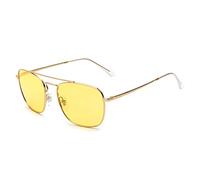 JIM HALO Quadrati Retrò Occhiali da Sole con Lenti da Guida Notturne Occhiali da Vista Piatti Metallo Uomo Donna Oro