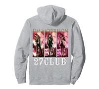 Jim Morrison_001_Back Printed Felpa con Cappuccio, Unisex per Adulti, Grigio Melange, S