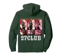 Jim Morrison_001_Back Printed Felpa con Cappuccio, Unisex per Adulti, Verde Foresta, M