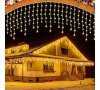 JIMACRO 10M/32.8FT Luci da Giardino Esterno, 56pcs Catena Luminosa Esterno 336 LED Luci Esterno Parete per La Decorazione Della Grondaia Del Matrimonio(Prise)