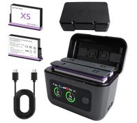 JIMACRO 2*Batterie Compatibili con Videocamera Insta360 X5, Batterie di Ricambio da 2800 mAh con Caricabatterie a 2 Canali, Batterie Compatibili con Insta360 X5 con 2 Slot per Schede Micro SD