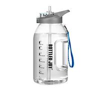 JIMACRO Borraccia con Cannuccia Bocca Larga, 2.5L Bottiglia Acqua Motivante con Timestamp con Due Metodi di Bere, Senza BPA, Borracce per Sport, Bici, Campeggio, Yoga