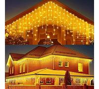 JIMACRO Luci Decorative da Esterno Solari, 6M 264 LED Stringa Luci Esterno, 44Pcs 0.7M+0.5M Luci Natale Esterno Cascata, Impermeabile Decorative Lucine, 8 Modalità Tenda Luminosa Estern Solare