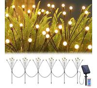 JIMACRO Luci decorative da giardino a energia solare, 6 pezzi, 8 LED, lucciola, luce solare per esterni, impermeabile, con 8 modalità di illuminazione per sentiero, cortile, patio walkway