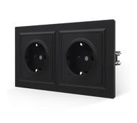 JIMEIDA Doppia presa nera opaca, sensazione liscia sulla pelle, 2 scomparti con morsetto a incastro, 16 Amp, presa Schuko 155 x 84 mm, 250 V (non può essere installato verticalmente)