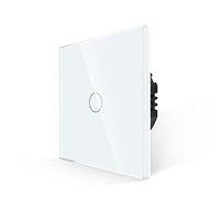 JIMEIDA Interruttore della luce unipolare, nessun filo neutro richiesto, interruttore di controllo touch con pannello in vetro bianco, 1 banda 1 via, AC 240V 500W/Gang