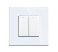 JIMEIDA Interruttore per luce a levetta, bianco, 2 scomparti, 1 via, interruttore meccanico da parete 86 mm, telaio in vetro, interruttore standard 10 Amp, 250 V