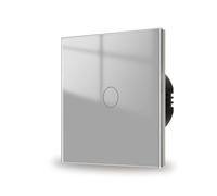 JIMEIDA Interruttore touch da incasso 1 via con pannello grigio, vetro e LED di stato, interruttore a parete, AC 240 V, 500 W, 86 mm, senza necessità di neutro