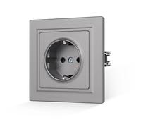 JIMEIDA Presa a muro grigio opaco, sensazione liscia sulla pelle con morsetto a incastro, 16 Amp, presa Schuko da 84 x 84 mm, 250 V