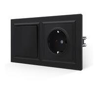 JIMEIDA Presa con interruttore della luce nero, 1 scomparto a 1 via, sensazione liscia sulla pelle con morsetto a incastro, 16 Amp 155 x 84 mm, 250 V (non può essere installato verticalmente)