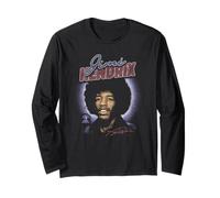 Jimi Hendrix Grainy Photo Portrait with Halo Vintage Band Maglia a Manica