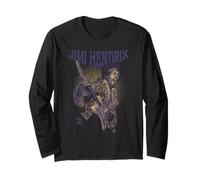 Jimi Hendrix Playing Guitar Purple Yellow Maglia a Manica