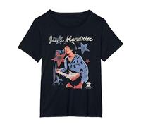 Jimi Hendrix Red White And Blue Stars Vintage Band Maglietta, Donna Plus-Size, Nero, 4X