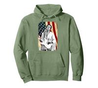 Jimi Hendrix Star Spangled Banner American Flag Vintage Band Felpa con Cappuccio, Unisex per Adulti, Verde Salvia, L