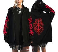 jiminhope Berserk Inverno Nuovo Cappotto Guts Hoody Top con Cerniera Guts Cardigan Anime Berserk Guts Nero Spadaccino Cappotto Cranio Cavaliere Guts Modello Hoodies