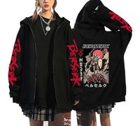 jiminhope Berserk Inverno Nuovo Cappotto Guts Hoody Top con Cerniera Guts Cardigan Anime Berserk Guts Nero Spadaccino Cappotto Cranio Cavaliere Guts Modello Hoodies