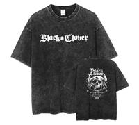 jiminhope Black Clover T-Shirt Anime Stampato Casual Manica Corta Lavato Modello Retro Trend T-Shirt Cosplay Abbigliamento Harajuku Stile Manica Corta...