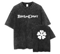jiminhope Black Clover T-Shirt Anime Stampato Casual Manica Corta Lavato Modello Retro Trend T-Shirt Cosplay Abbigliamento Harajuku Stile Manica Corta...