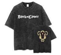 jiminhope Black Clover T-Shirt Anime Stampato Casual Manica Corta Lavato Modello Retro Trend T-Shirt Cosplay Abbigliamento Harajuku Stile Manica Corta...