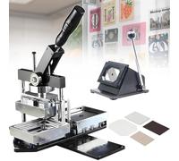 JIMINHUIXIN Kit Creazione Targhette Magnetiche 8x5.3cm/9x6.5cm - Macchina per Magneti Frigo + Pressa per Targhette + Tagliacarte + 100 Componenti - Ideale per Personalizzazione