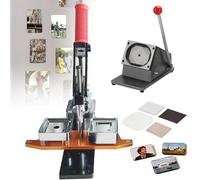 JIMINHUIXIN Macchina per Calamite Personalizzate e Distintivi Fai da Te | Macchina per Fare Spille E Magneti per Frigorifero, Pressa con Taglierina + 100 Set Consumo | 2x2/2.5x2.5/3x2/3.5x2.5 Pollici