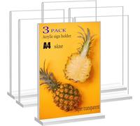 JIMITOP Espositore per cartelli in acrilico, formato A4, trasparente su entrambi i lati, per menù di nozze, decorazione per feste, cornici (3 pcs)