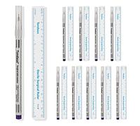 JimKing 10 pennarelli chirurgici microblading con righello di carta, tatuaggi impermeabili per pelle, sopracciglia, testa 0,5 mm, blu