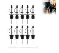 Jimkply, 10 beccucci in acciaio inox, con tappi antipolvere e piccolo pennello, beccuccio rapido a flusso libero, versatore per bottiglie di alcool, vino, liquori e olio d'oliva