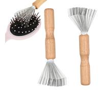 Jimkply 2 pezzi detergente per spazzola per capelli con rastrello in filo metallico e manico in legno, spazzola per la pulizia dei pettini, strumento efficace per rimuovere peli, polvere e pelucchi