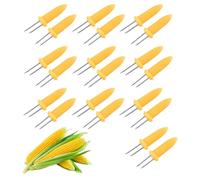 Jimkply - Set di 20 supporti per mais in acciaio inox, con manico di sicurezza, spiedini di mais, per barbecue, campeggio e cucina