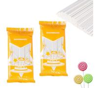 Jimkply - Set di 200 bastoncini di carta per cake pop, 10 cm x 3,5 mm, bastoncini di lecca bianchi, per cakepop, lecca-pop, caramelle, caramelle, caramelle, caramelle, caramelle, arcobaleno