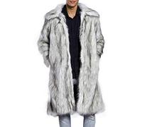 Jimmackey Cappotti Uomo Invernali Parka Uomo Giacca di Pelliccia Sintetica Caldo Inverno Trincea Outwear Lunghi Soprabiti Uomo Slim Fit Cappotto Maniche Lunghe Soprabito Moda Casuale Trench Cappotto