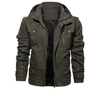 Jimmackey Uomo Tattico Softshell Giacca Outdoor Militare Pile Fodera Impermeabile Antivento Giubbotto con Felpa Cotone Uomo Zip Cappotti Uomo Inverno