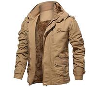 Jimmackey Uomo Tattico Softshell Giacca Outdoor Militare Pile Fodera Impermeabile Antivento Giubbotto con Felpa Cotone Uomo Zip Cappotti Uomo Inverno