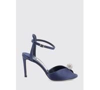 JIMMY CHOO Sandali Sacora in raso con cristalli e tacco alto a spillo 41 Marine