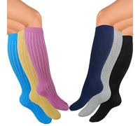 JIMMY COOPER MOOD OF MOD 6 Paia Calze Lunghe Donna a coste colorate in morbido Caldo Cotone di qualità, elasticizzate (35-40, Assortiti_A)