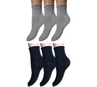 JIMMY COOPER Mood of Mod 6 Paia Calzini Donna Senza Elastico in Puro Cotone, Calze Sanitarie, Calzini Sanitario (35-40, Assortiti A)