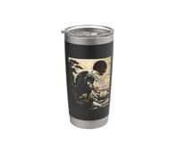 Jimothy Raccoon Samurai Giappone Art Wave Ukiyo-e Vintage Bicchiere termico in acciaio inox doppia parete