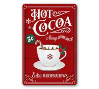 JIMOWANG Christmas Signs Hot Cocoa Bar Metal Sign Decor for Home Vintage Christmas Coffee Cocoa Sign Hot Chocolate Bar Sign Wall Decorations 8 x 12 pollici
