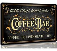 JIMOWANG Coffee Bar Sign Hot Chocolate and Tea Vintage Metal Plaque Signs for Kitchen Cafe Pub Home Coffee Station Decor 8 x 12 pollici
