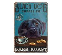 JIMOWANG Retro Metal Sign Labrador Retriever Dog Dark Roast Rustic Decor Vintage Sign Home Kitchen Bar Cafe Club Cave Wall Decor Dog Sign 8 x 12 pollici