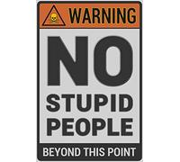 JIMOWANG Warning No Stupid People Beyond This Point Vintage Metal Signs for Cafes Bar Pubs Shop Wall Decorative Funny Retro Signs 8 x 12 pollici