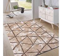 Jimri Tappeto a pelo corto, reversibile, per camera da letto e soggiorno, ingresso, corridoio, realizzato a macchina, morbido poliestere e cotone, colore beige, dimensioni: 115 x 170 cm